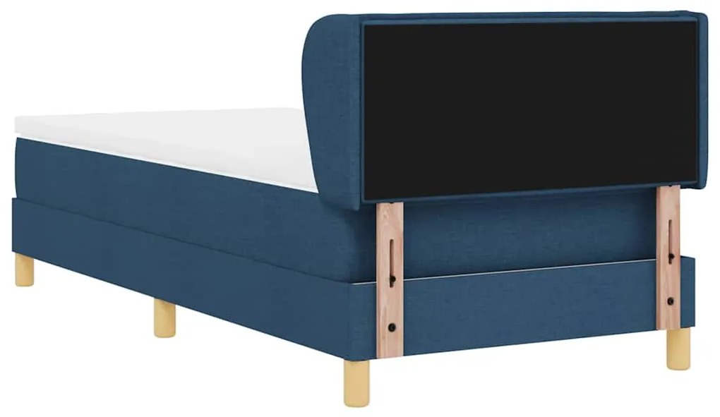 Cama Box Spring com Colchão em Azul, 80x200 cm, Tecido