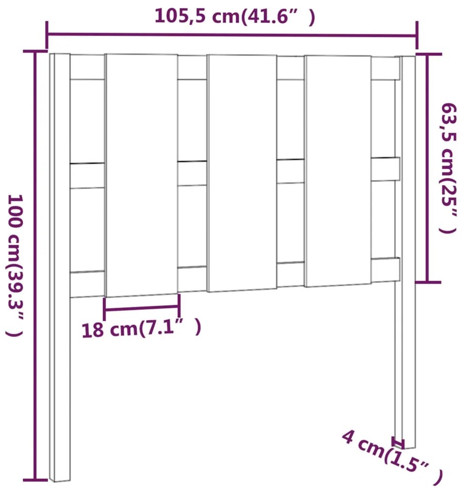 Cabeceira de cama 105,5x4x100 cm pinho maciço