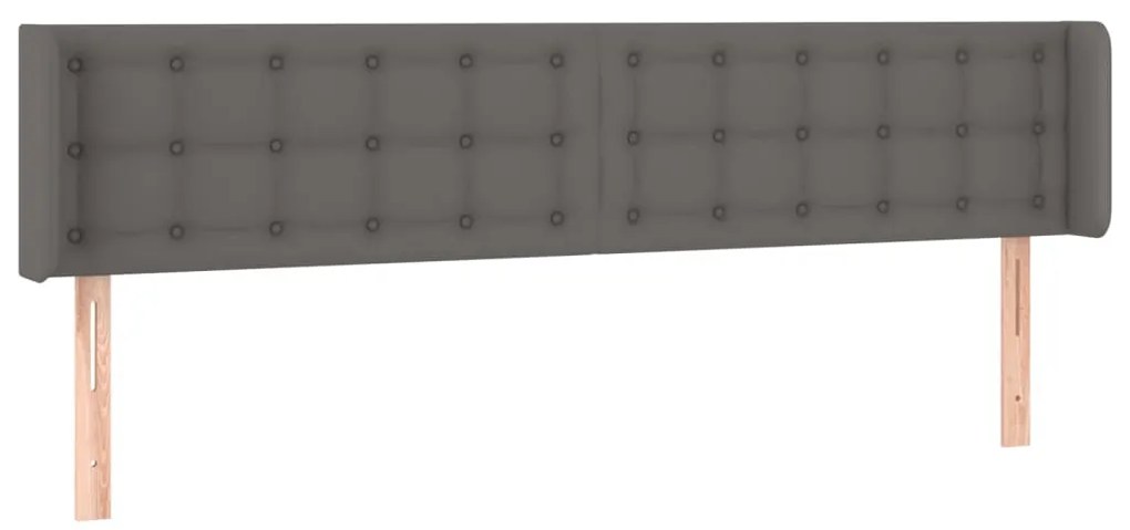 Cabeceira cama c/ LED 203x16x78/88 cm couro artificial cinzento