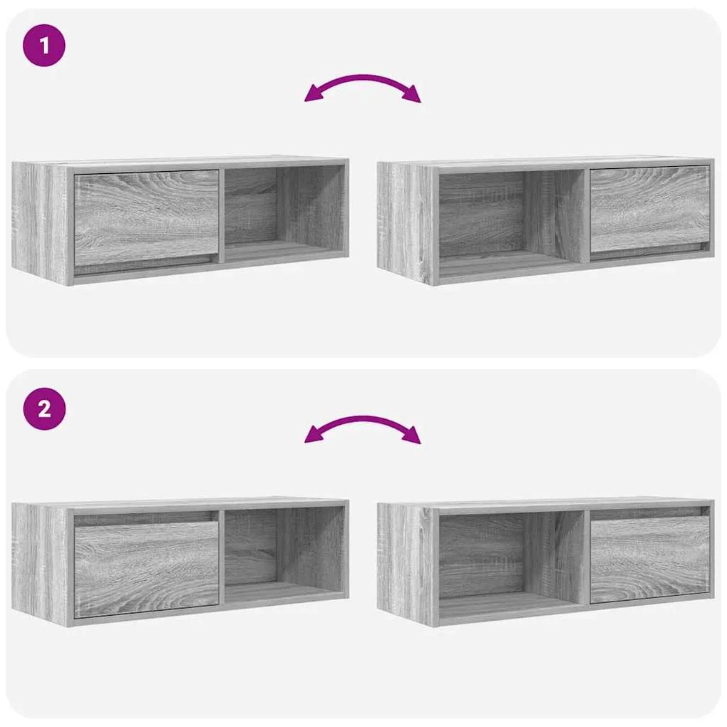 Móveis de TV 2pcs 80x31x25,5cm deriv. madeira sonoma cinzento