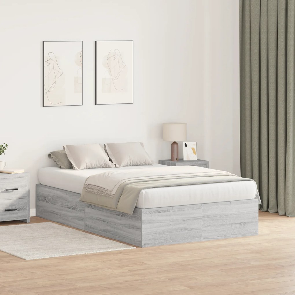 Cama de Armazenamento vidaXL Cinza Sonoma 120x190 cm