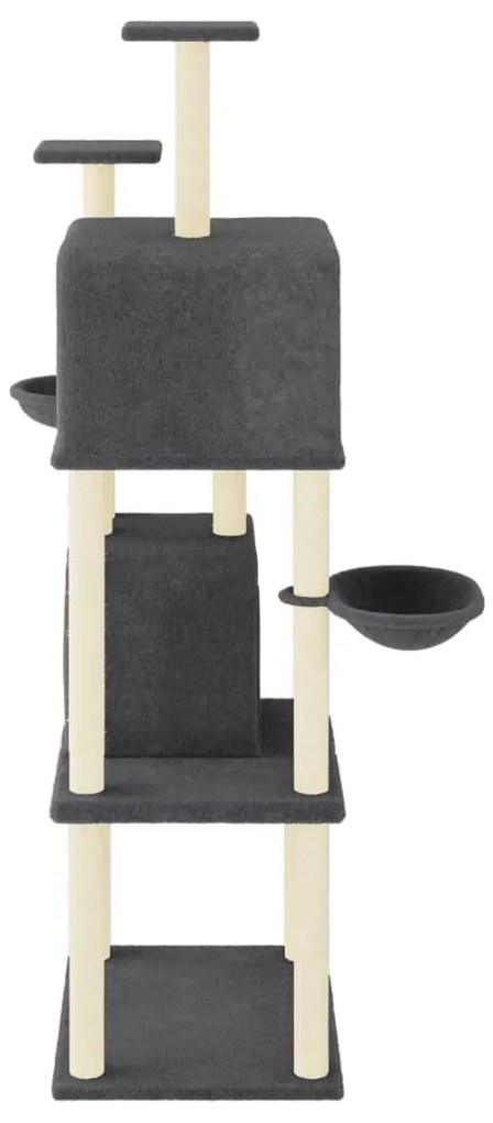 Árvore p/ gatos c/ postes arranhadores sisal 180cm cinza-escuro
