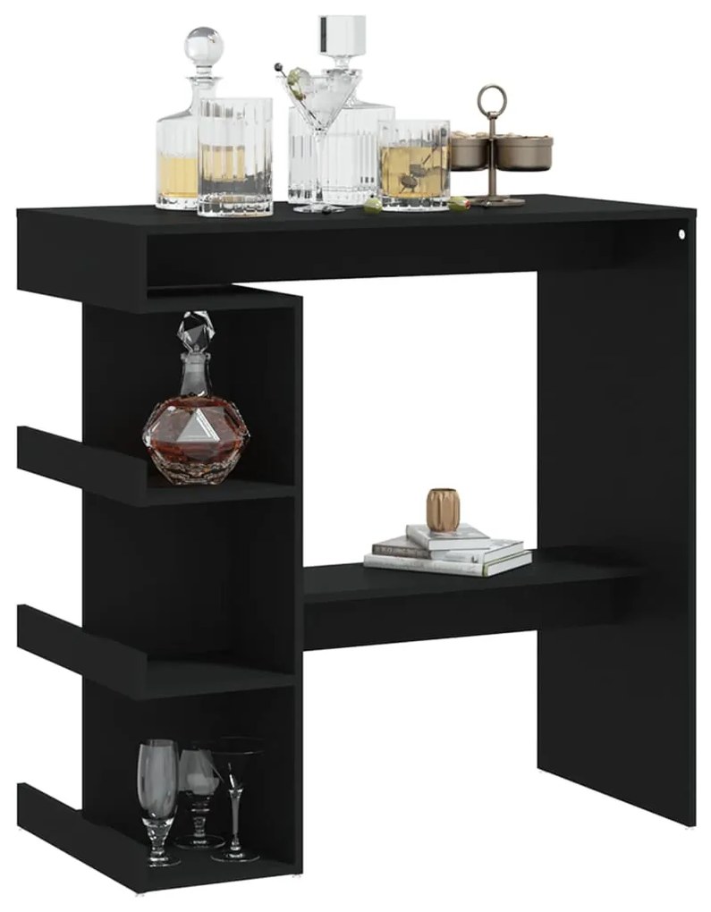 Mesa de Bar Hayla com Prateleiras - Preto - Design Moderno