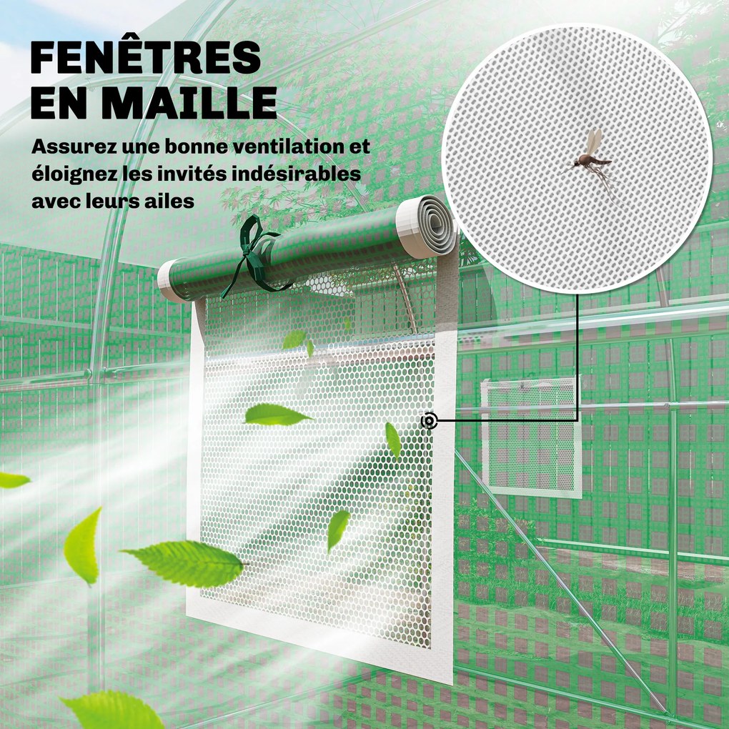 Estufa tipo túnel para jardim de 6 m², estufa tipo túnel para jardim com 200 x 300 x 200 cm, porta e 6 janelas, lona de PE de 140 g/m² verde