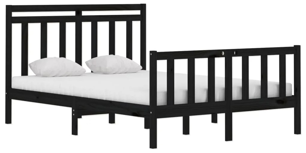 Estrutura de cama 140x190 cm madeira maciça preto