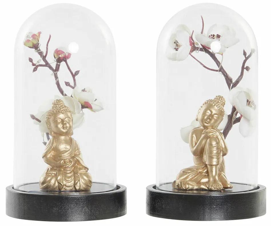 Lâmpada de mesa DKD Home Decor Cristal Preto Dourado Buda Polietileno Resina (9.5 x 9.5 x 16 cm) (2 pcs)