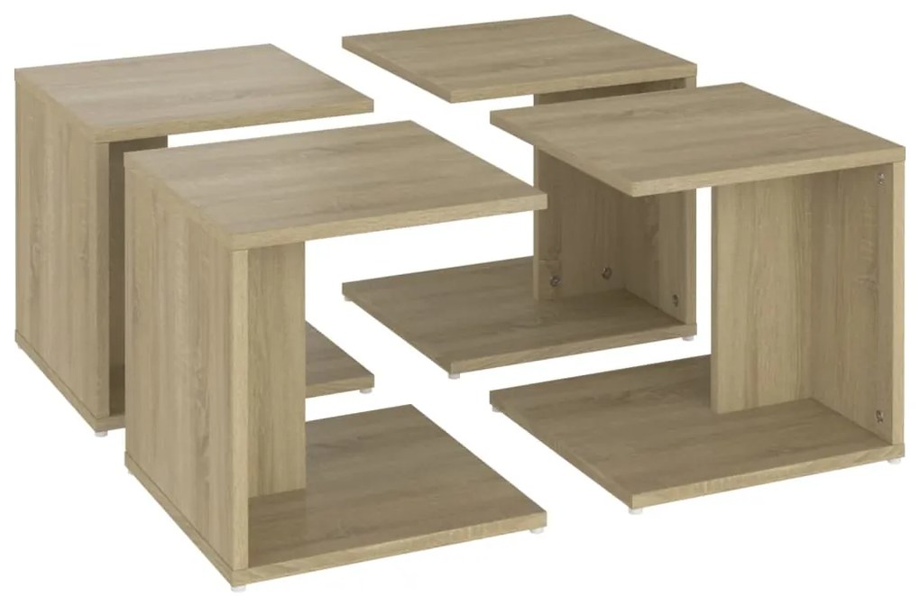Mesas de centro 4 pcs derivados de madeira carvalho sonoma