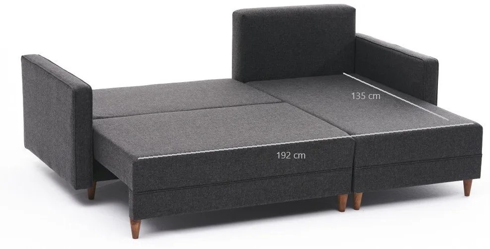 Sofá-cama de canto Aydam – Antracite – 215x80x150 cm