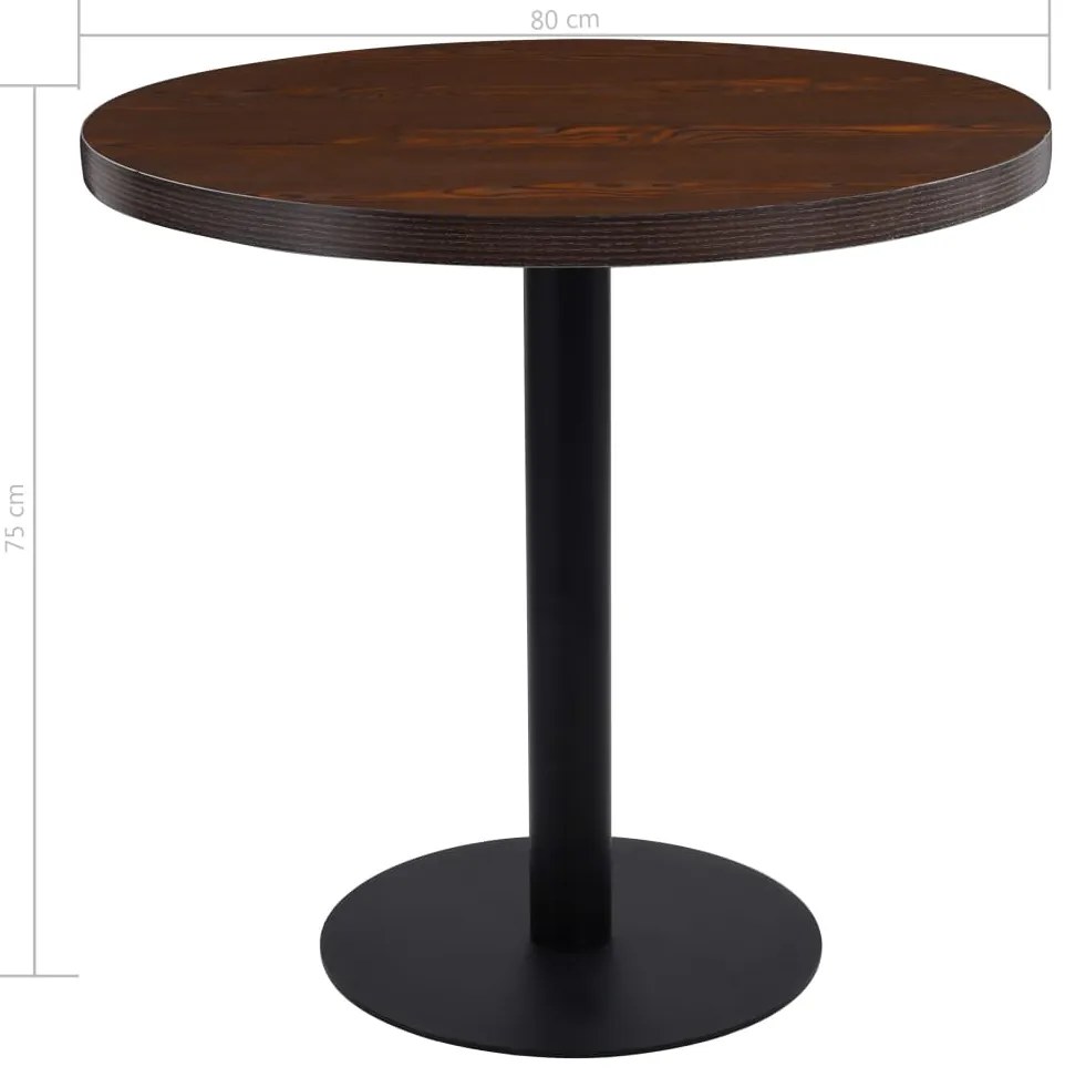 Mesa bistrô 80 cm MDF castanho-escuro