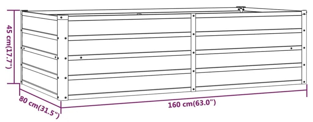 Canteiro de jardim 160x80x45 cm aço corten cor enferrujado