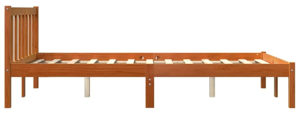 Cama sem colchão 140x200 cm madeira pinho maciça castanho-mel
