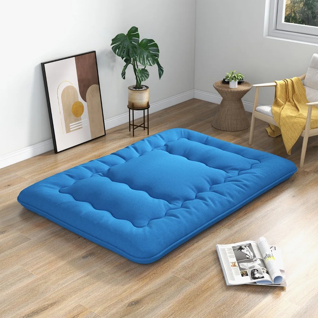 Colchão de enrolar Tapete de chão Tatami com capa lavável Tapete portátil com saco de transporte 200 x 140 x 10 cm Azul