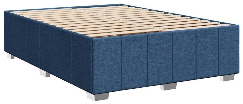 Cama com molas/colchão 140x200 cm tecido azul