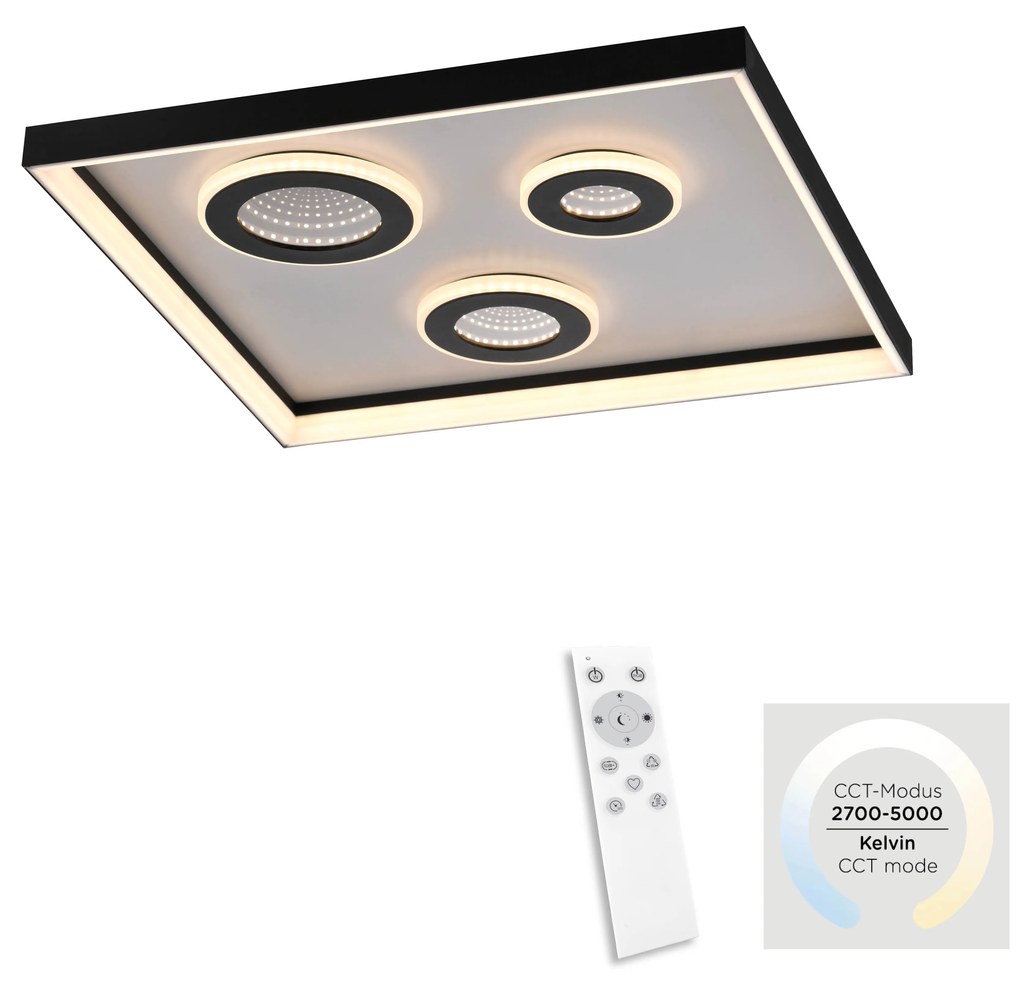 Candeeiro de Teto Design Preto c/ LED Dimmer e Comando - Dune