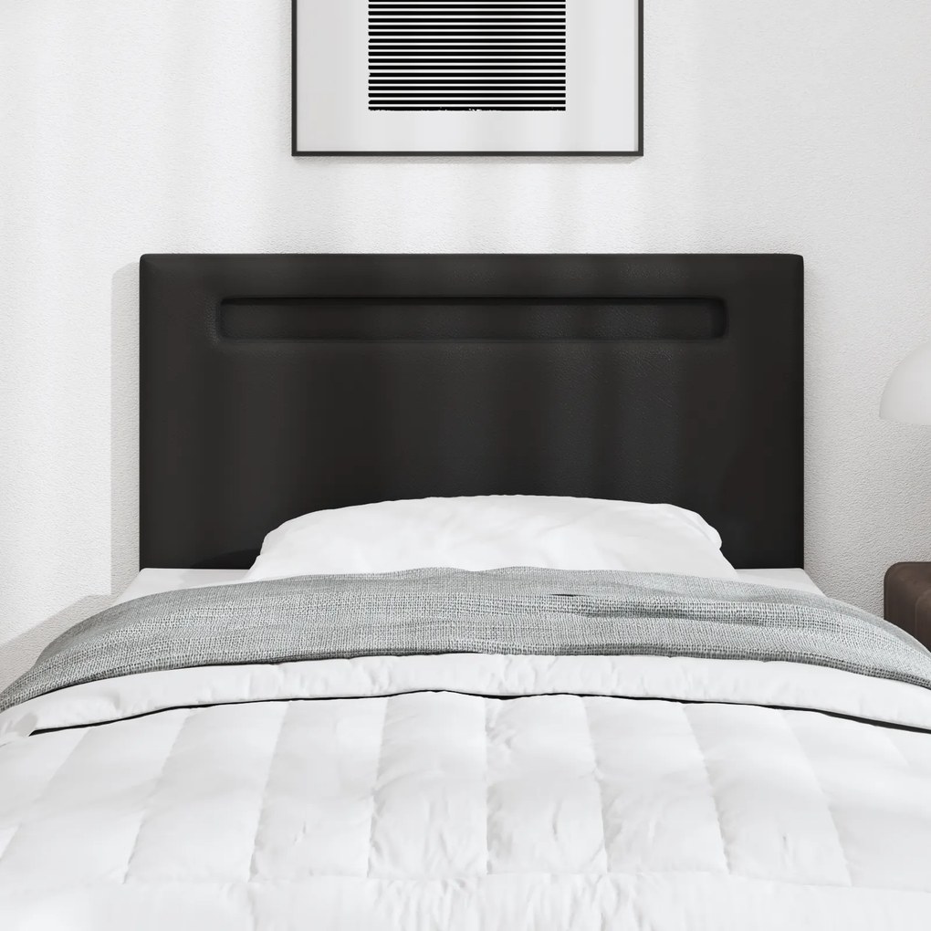 Cabeceira vidaXL Design Liso Preto 90 cm Couro Sintético