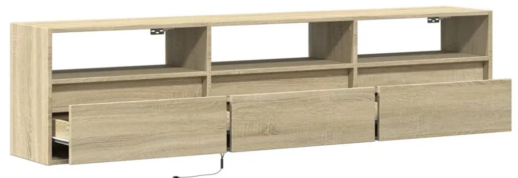 Móvel de parede p/ TV c/ luzes LED 180x31x45 cm carvalho sonoma