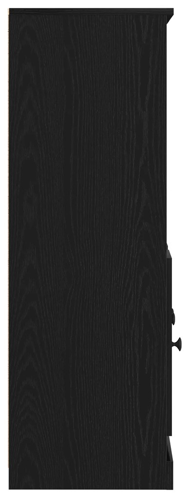 Armário Alto Carvalho Preto 132x35,5x103,5 cm Madeira de engenharia