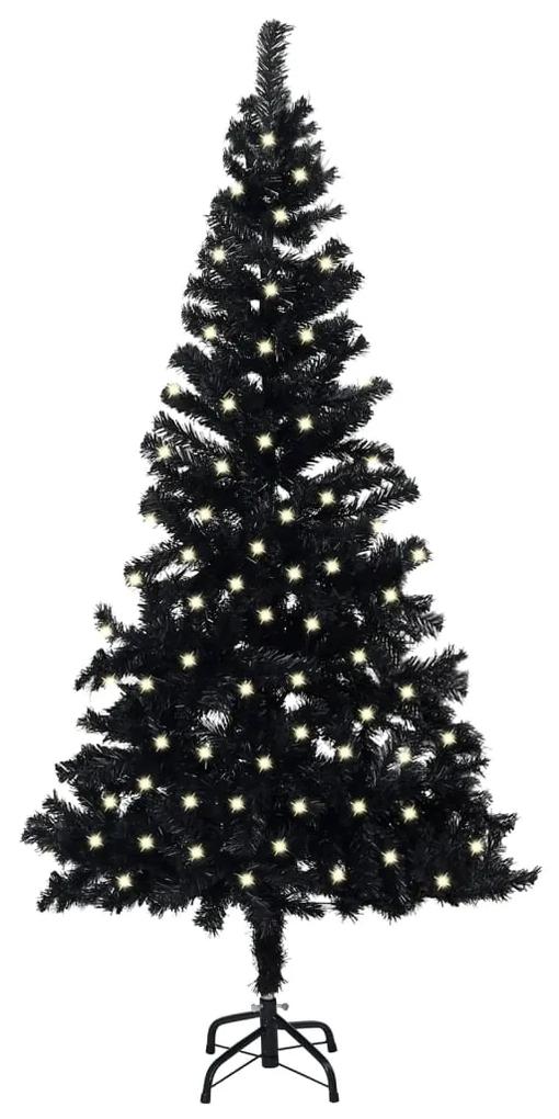 3077420 vidaXL Árvore de Natal artificial c/ luzes LED/suporte 240cm PVC preto