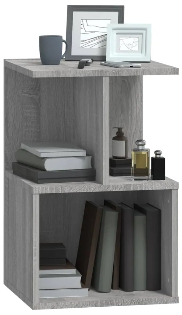 Mesa cabeceira 2pcs 35x35x55cm derivado madeira cinzento sonoma