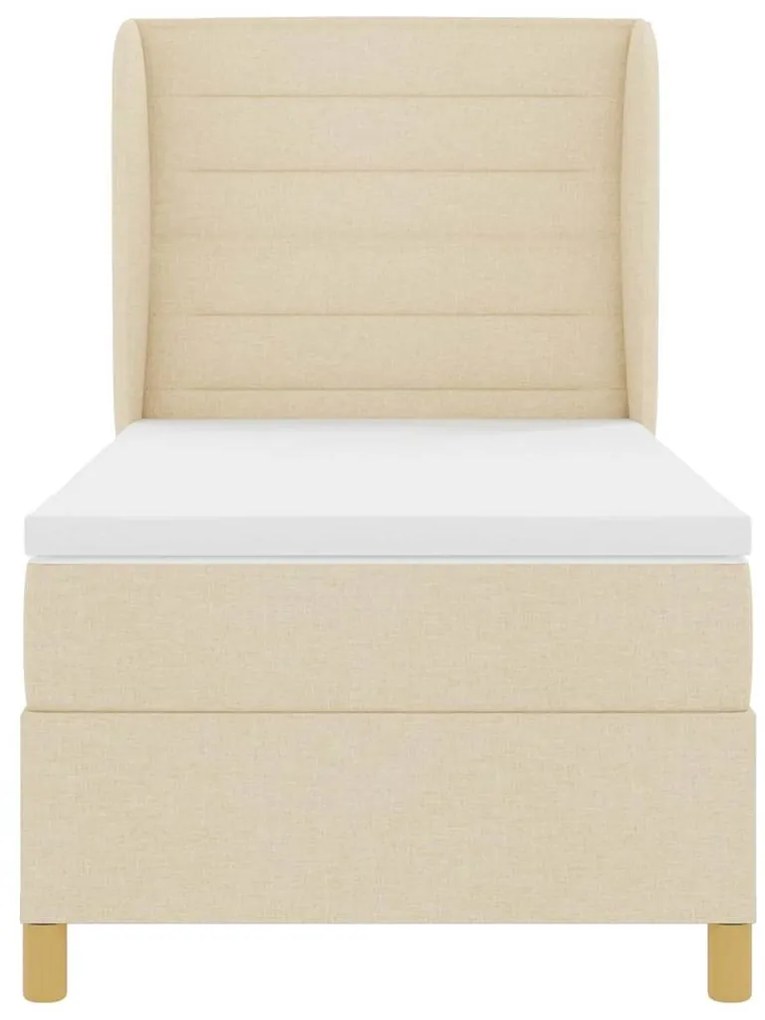 Cama Box Spring vidaXL com Colchão em Creme, 100x200 cm, Tecido
