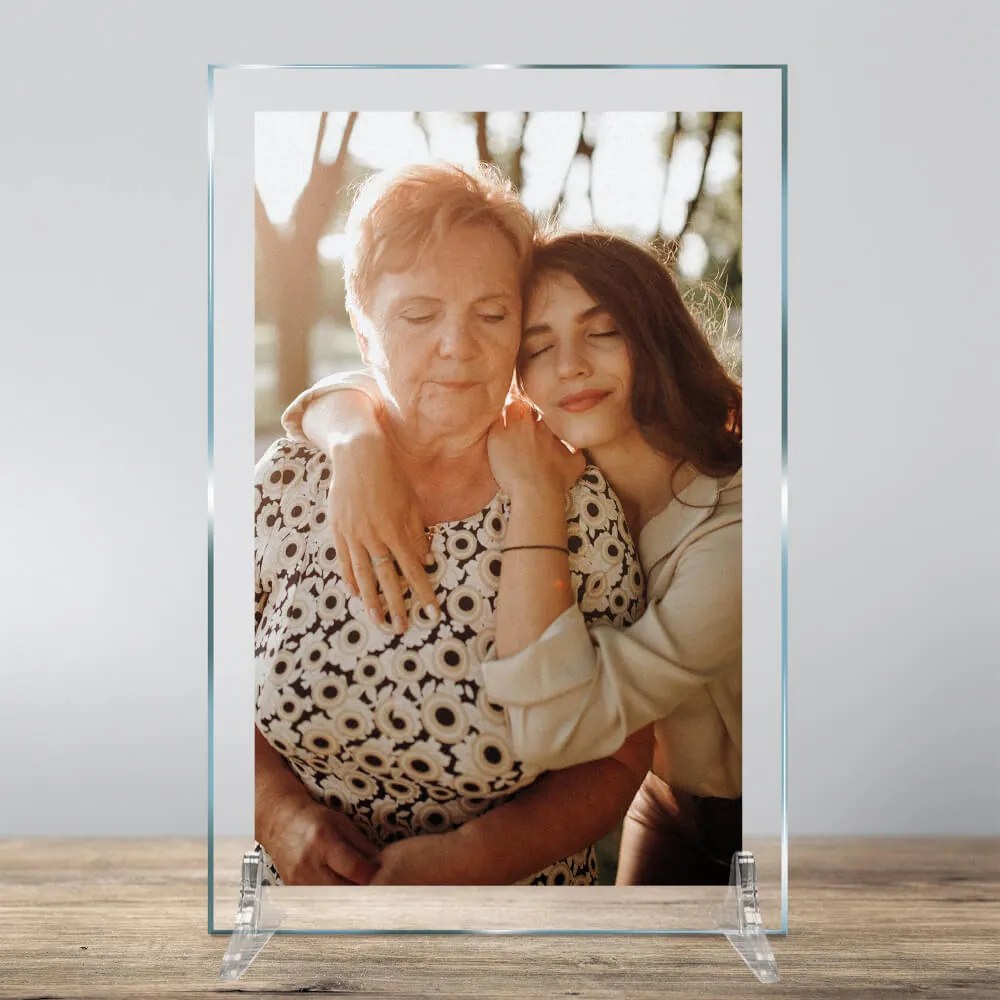 Foto em vidro, placa de vidro com as suas próprias fotos