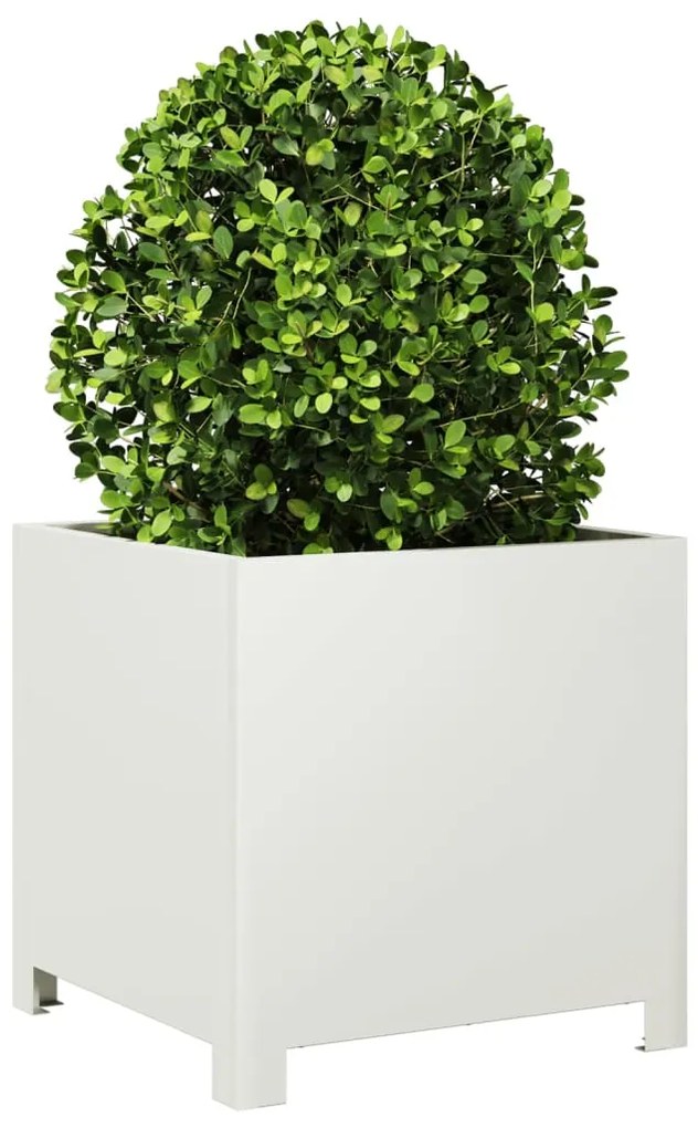 Vaso/floreira de jardim 2 pcs 40x40x40 cm aço branco