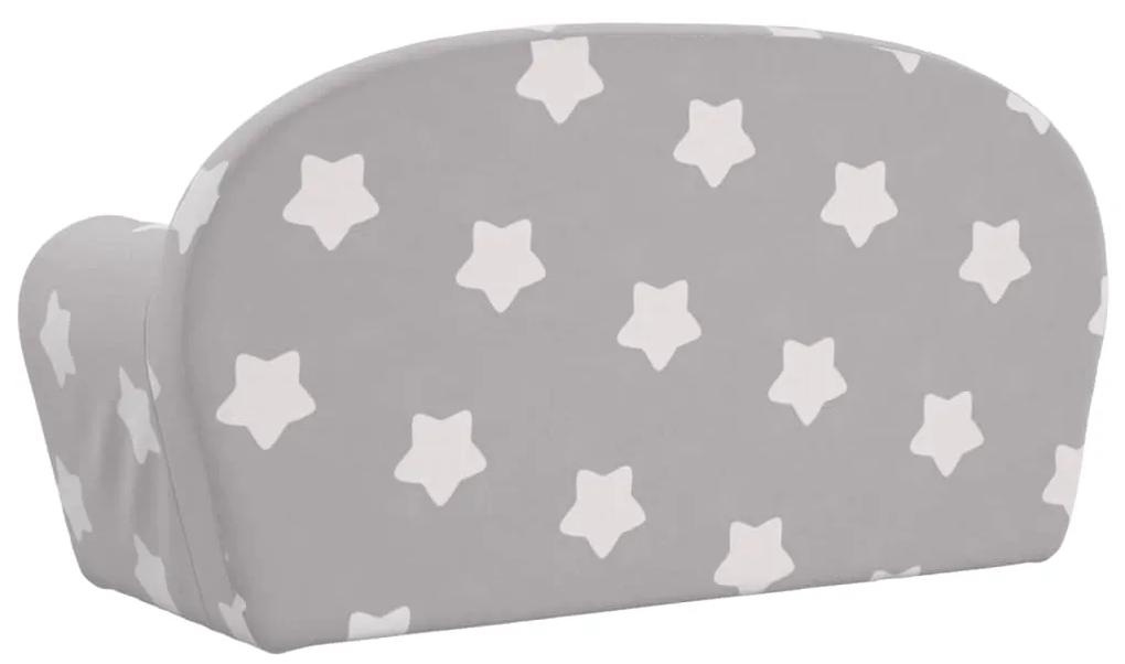 Sofá-cama infantil 2 lugares c/ estrelas pelúcia cinzento-claro