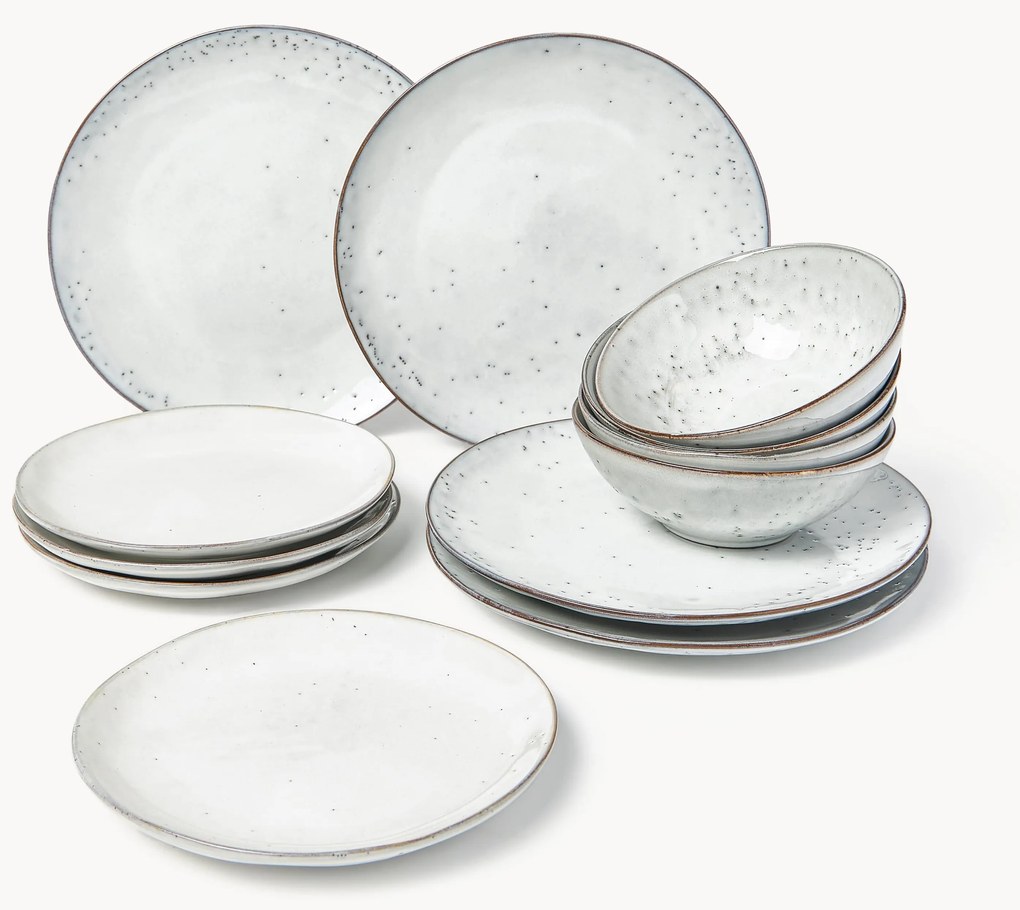 Conjunto de loiça artesanal Nordic Sand, conjunto de 12