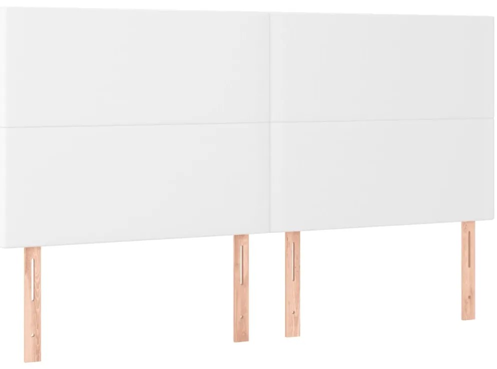 Cama com molas/colchão 160x200 cm couro artificial branco