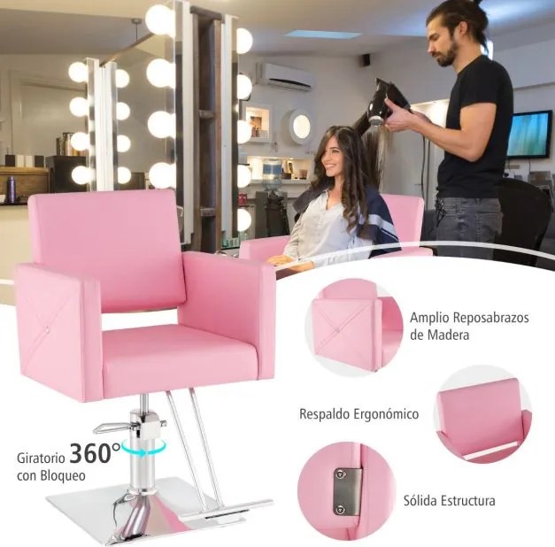 Cadeira de cabeleireira ou Cadeira de salão de beleza com bomba hidráulica reforçada giratória para tatuagem com altura ajustável, capacidade de 150 k