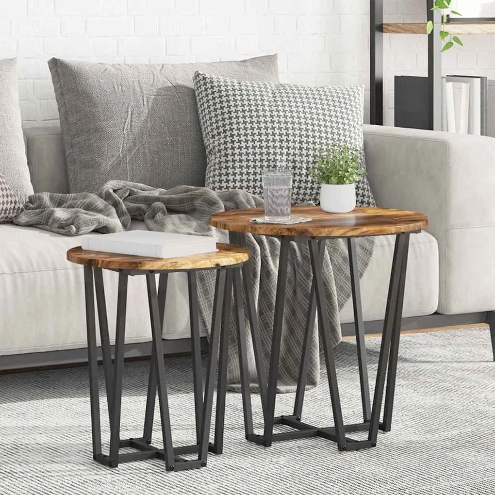 vidaXL Conjunto de mesas de apoio 2 pcs Carvalho defumado e Preto
