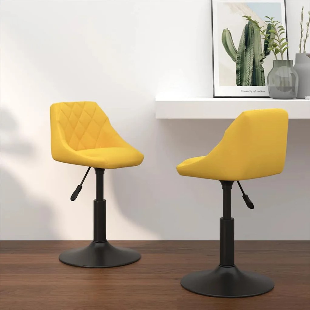 vidaXL Cadeiras de jantar giratórias 2 pcs veludo amarelo mostarda