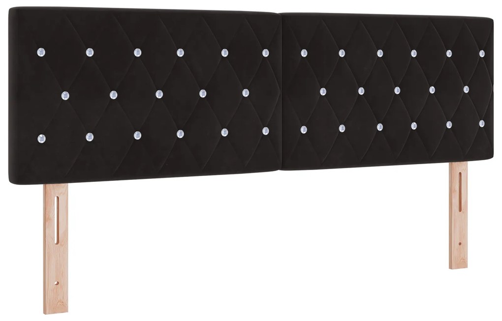Cama Box Spring vidaXL com Colchão Preto 140x200 cm Veludo