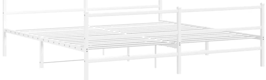Estrutura de cama com cabeceira e pés 200x200 cm metal branco