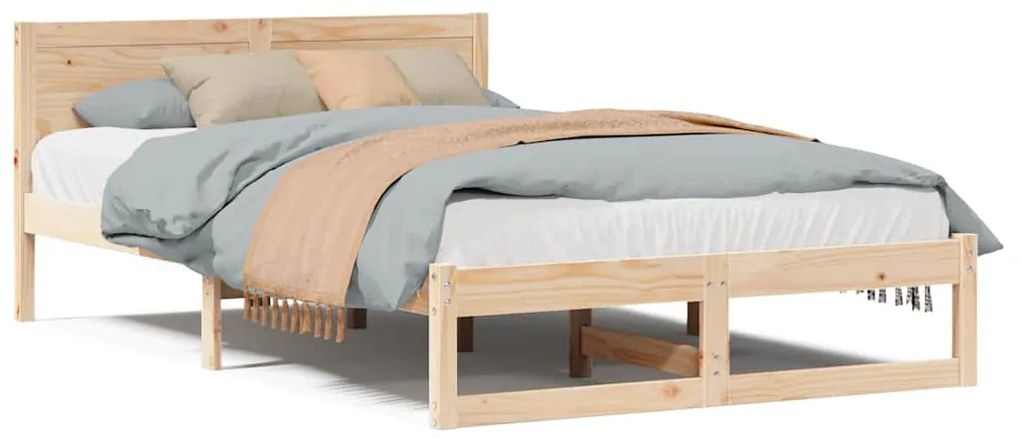 Estrutura de Cama Natural Madeira de Pinho Sólida 120 x 200 cm