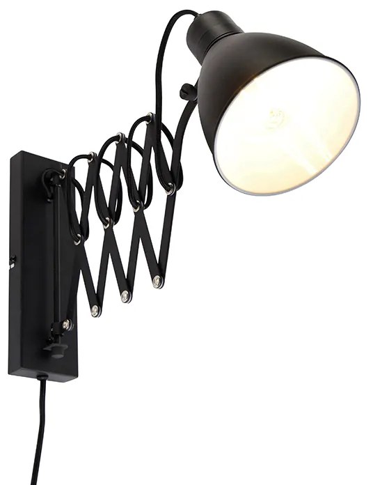 Candeeiro de parede industrial preto com braço ajustável - Merle Industrial