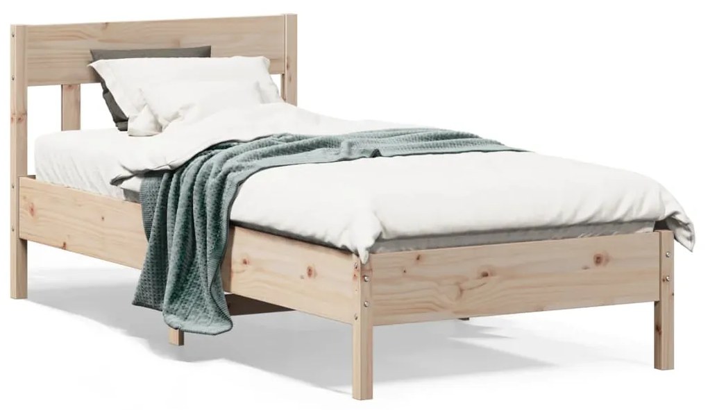 Estrutura de cama com cabeceira 75x190 cm pinho maciço