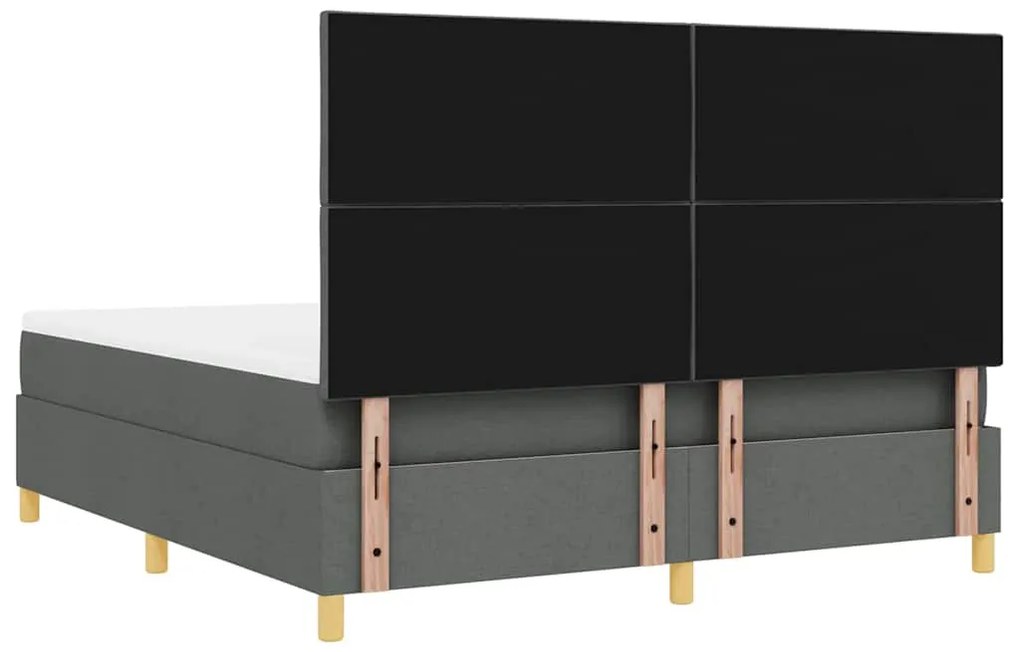 Cama com Molas com Colchão &amp; LED Cinza Escuro 180x200 cm Tecido