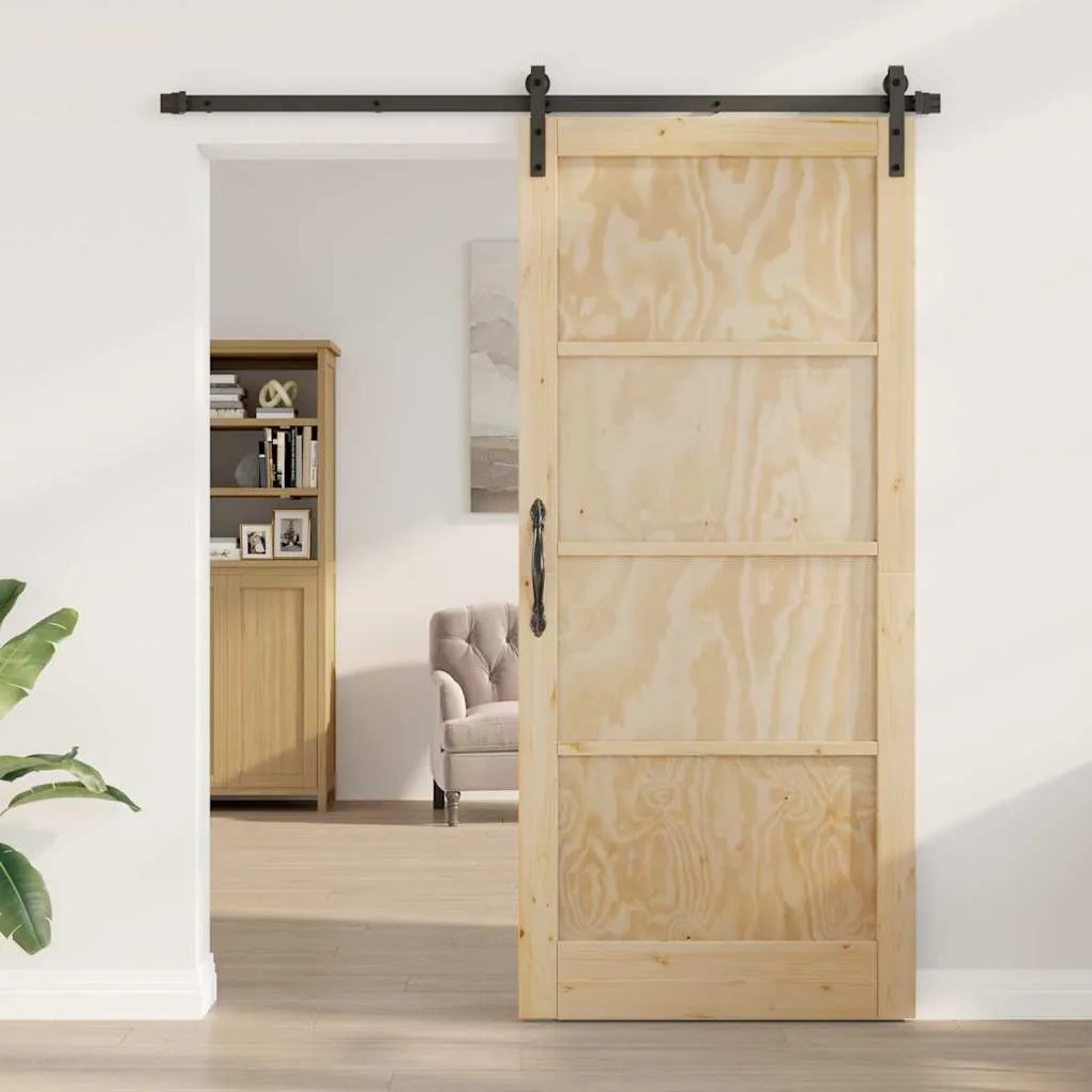 Porta Deslizante vidaXL com Conjunto de Ferragens 93x211 cm Madeira Ma