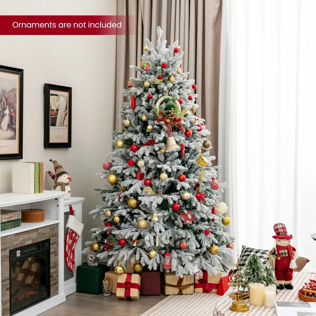 Árvore de Natal artificial pré-iluminada de 215 cm com 450 luzes LED brancas quentes (ENFEITES NÃO INCLUIDOS) verde e branca