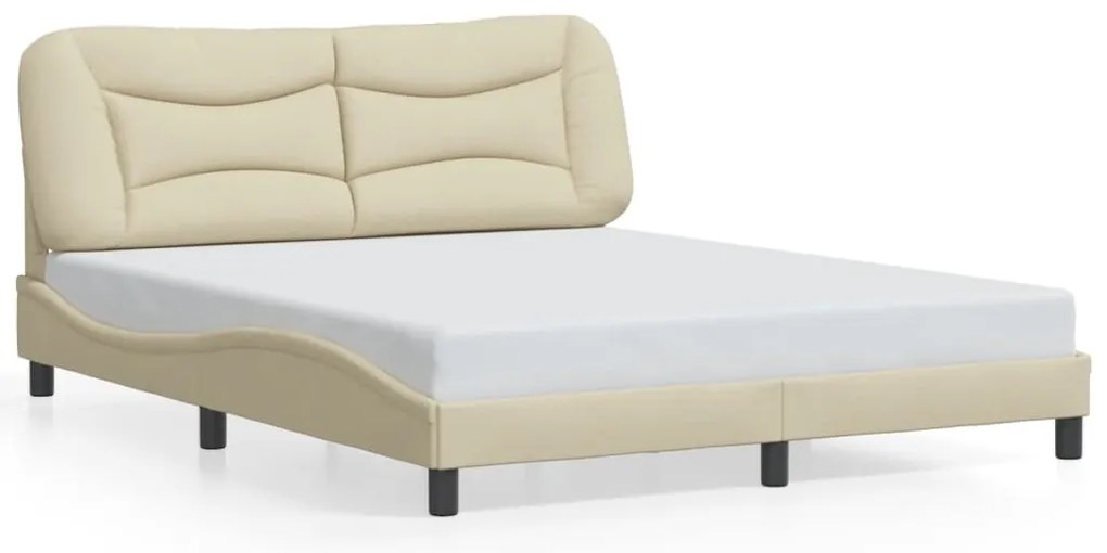 Estrutura de cama com LED sem colchão 160x200 cm tecido creme
