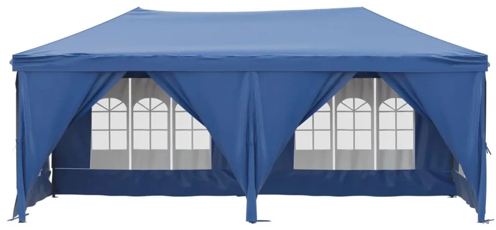 Tenda para festas dobrável com paredes laterais 3x6 m azul