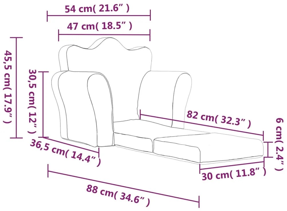 Sofá-cama infantil pelúcia macia antracite