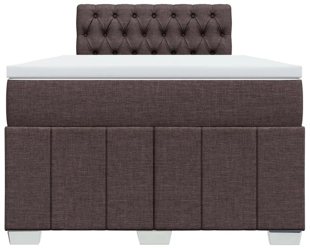 Cama boxspring com colchão 120x190 cm tecido castanho-escuro