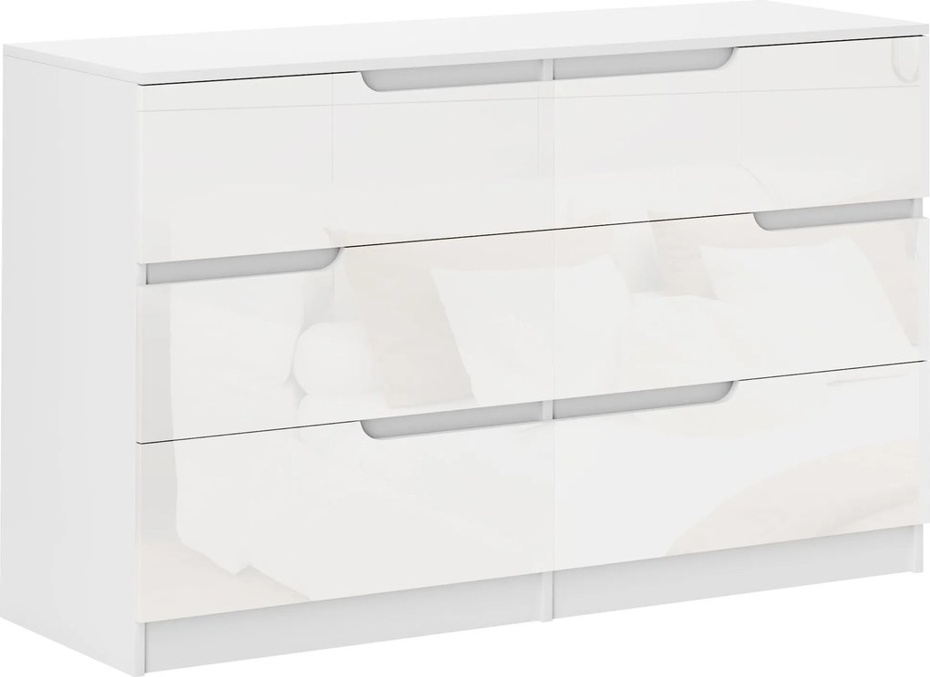 HOMCOM Cómoda com 6 Gavetas Cómoda de Dormitório Moderna com Sistema Anti-Tombo 120x40x75 cm Branco | Aosom Portugal
