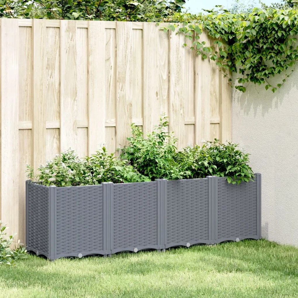 vidaXL Vaso/floreira 160x40x53 cm PP cinzento azul