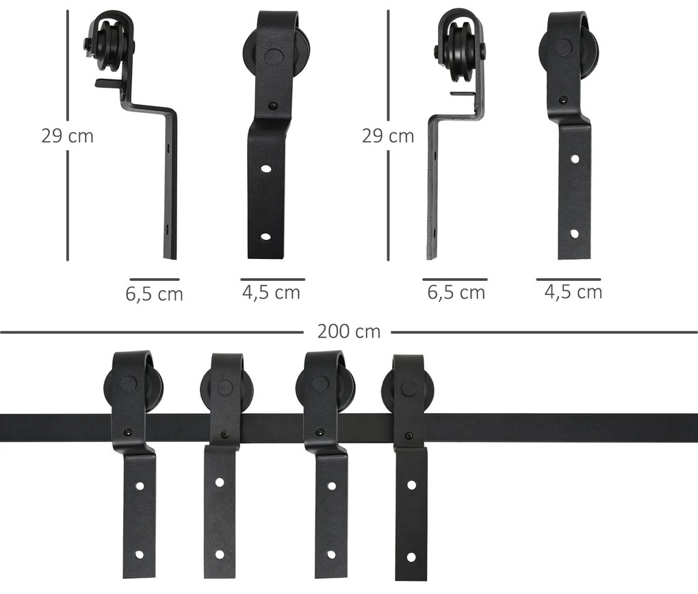 HOMCOM Conjunto de ferragens para porta deslizante dupla Kit de acessó