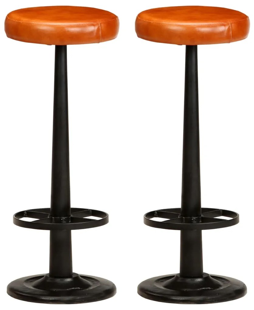 vidaXL Bancos de bar 2 pcs couro genuíno
