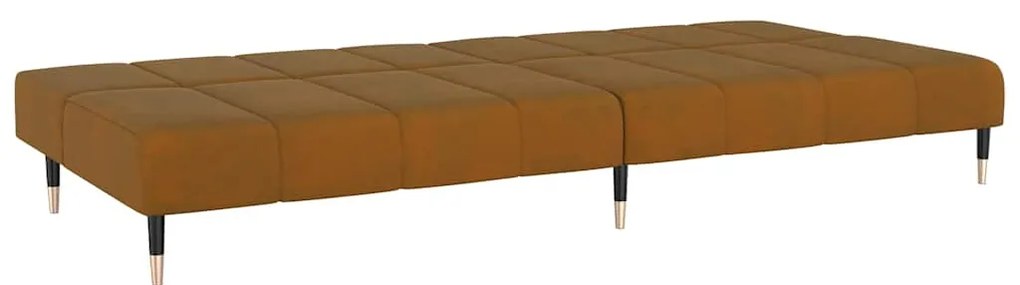 Sofá-cama de 2 lugares veludo castanho
