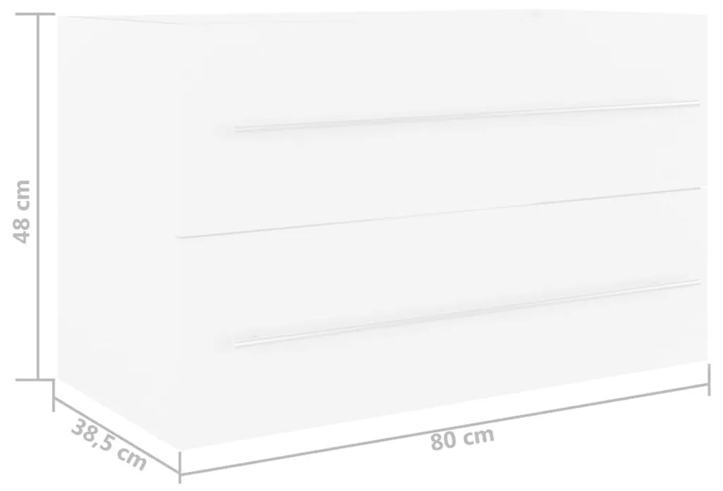 Armário lavatório 80x38,5x48 cm derivados de madeira branco